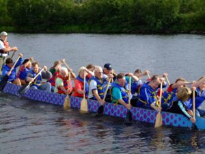 Pilgrim has participated in the local Dragon Boat Festival, an event sponsored by Essentia Health - Duluth Clinic to benefit breast cancer research.