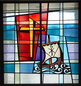 Each year, Pilgrim sponsors a Mariners' Sunday with a service and brunch to honor the seafarers who sail the Great Lakes.  Offerings help support the Seafarers' Ministry in Duluth.  Above is a detail of one of the many stained glass windows that adorn the church.